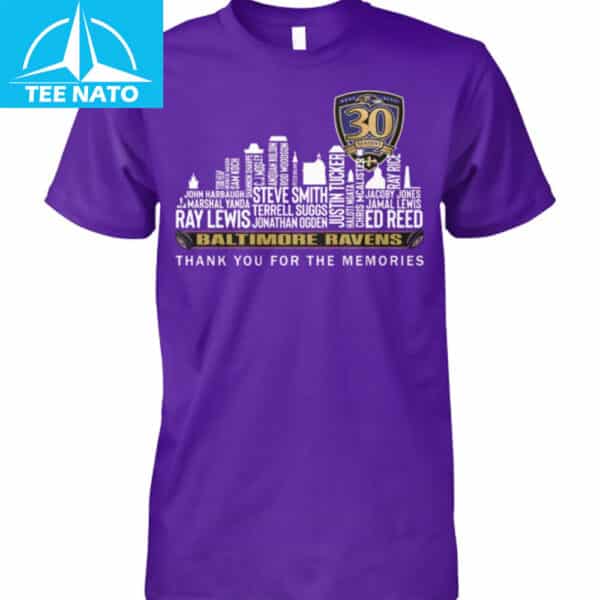 Baltimore Ravens 30th Anniversary Player Names Shirt