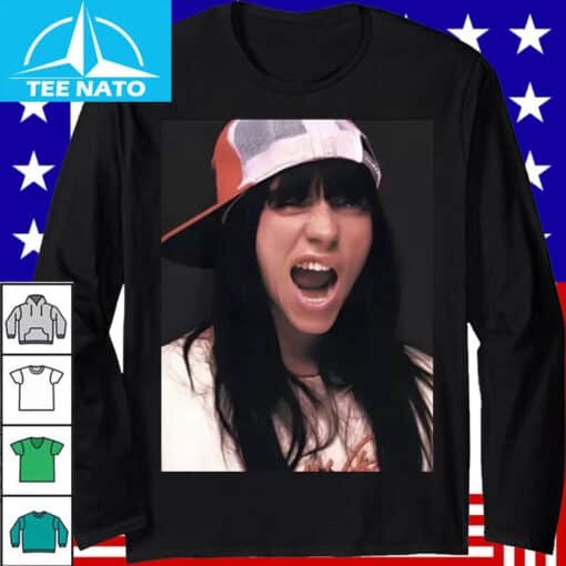 Billie Eilish Aggressive Pose Trucker Hat Shirt - Image 3