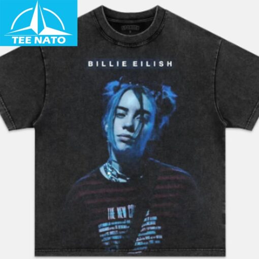 Billie Eilish Blue Filter Portrait Shirt - Image 3