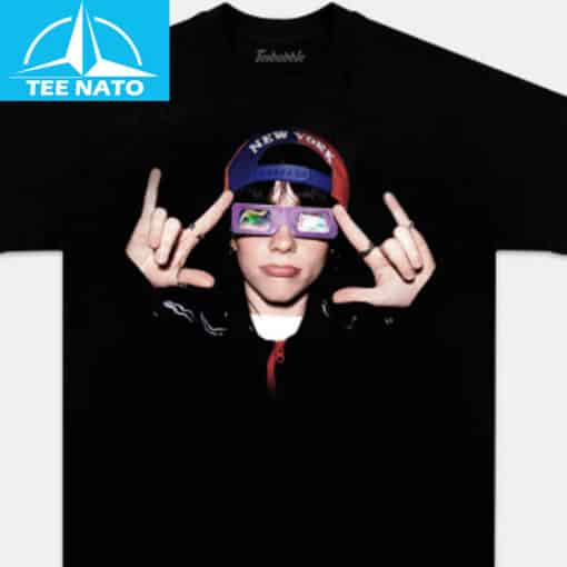 Billie Eilish New York Cap Rock Hand Gesture Shirt - Image 3