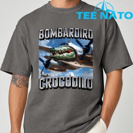 Bombardiro Crocodilo Brainrot T-Shirt - Image 4