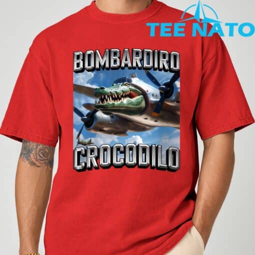 Bombardiro Crocodilo Brainrot T-Shirt - Image 5