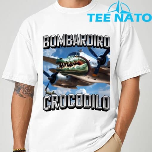 Bombardiro Crocodilo Brainrot T-Shirt - Image 7