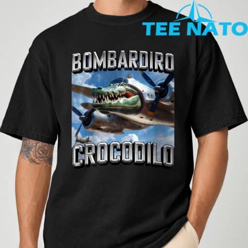 Bombardiro Crocodilo Brainrot T-Shirt - Image 8