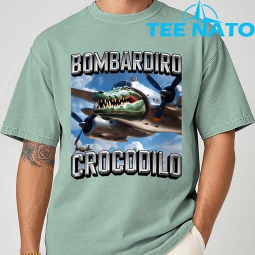 Bombardiro Crocodilo Brainrot T-Shirt - Image 9