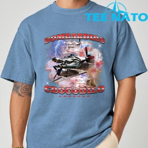 Bombardiro Crocodilo Italian Brainrot Meme T-Shirt - Image 3