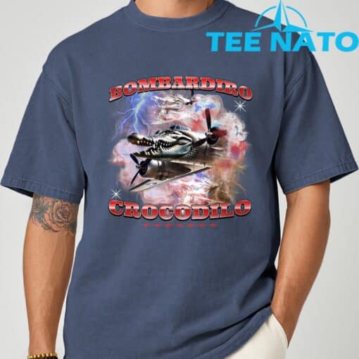 Bombardiro Crocodilo Italian Brainrot Meme T-Shirt - Image 4