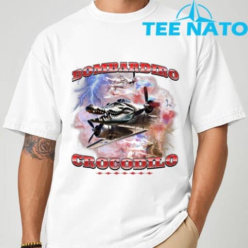 Bombardiro Crocodilo Italian Brainrot Meme T-Shirt - Image 9