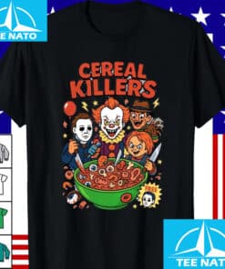 Cereal Killers Horror Movie Characters Halloween Graphic Shirt2