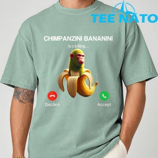 Chimpanzini Bananini Calling Brainrot Italian Brainrot Meme T-Shirt - Image 10
