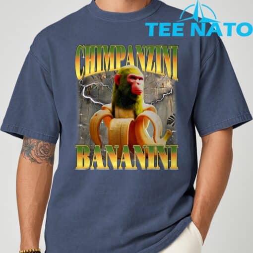Chimpanzini Bananini Funny Italian Brainrot Meme Monkey T-Shirt - Image 9