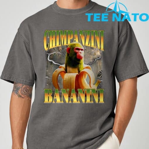 Chimpanzini Bananini Funny Italian Brainrot Meme Monkey T-Shirt - Image 7
