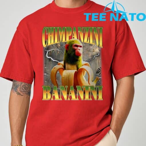 Chimpanzini Bananini Funny Italian Brainrot Meme Monkey T-Shirt - Image 6