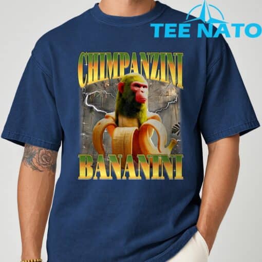 Chimpanzini Bananini Funny Italian Brainrot Meme Monkey T-Shirt - Image 5