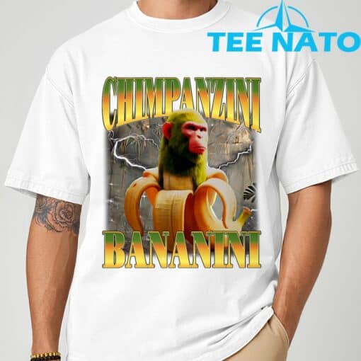Chimpanzini Bananini Funny Italian Brainrot Meme Monkey T-Shirt - Image 4