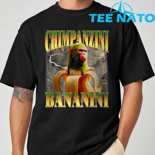 Chimpanzini Bananini Funny Italian Brainrot Meme Monkey T-Shirt - Image 3