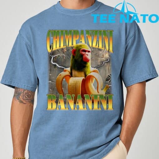 Chimpanzini Bananini Funny Italian Brainrot Meme Monkey T-Shirt - Image 10