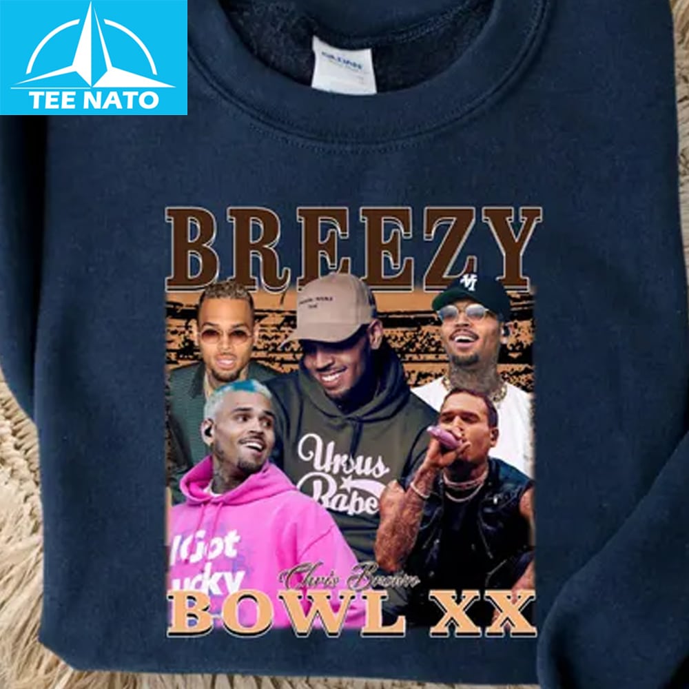 Back view of the Chris Brown Breezy Bowl XX Photo Collage Shirt