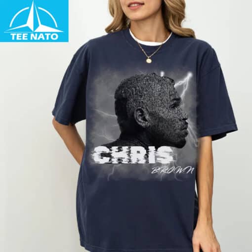 Chris Brown Lightning Graphic Music Fan Shirt - Image 2