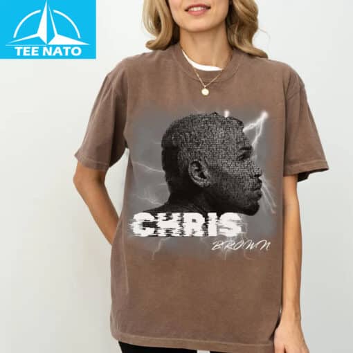 Chris Brown Lightning Graphic Music Fan Shirt - Image 3