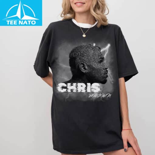 Chris Brown Lightning Graphic Music Fan Shirt - Image 5