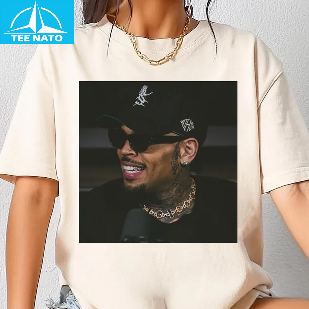 Chris Brown Smiling Cap and Sunglasses Shirt