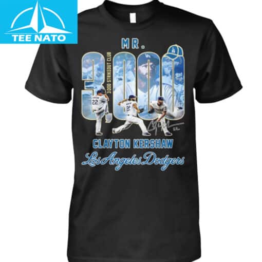 Clayton Kershaw Mr. 3000 Strikeout Club Dodgers Shirt - Image 4