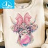 Coquette Highland Cow Bubblegum Shirt