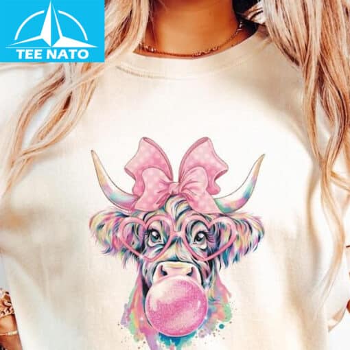 Coquette Highland Cow Bubblegum Shirt - Image 2