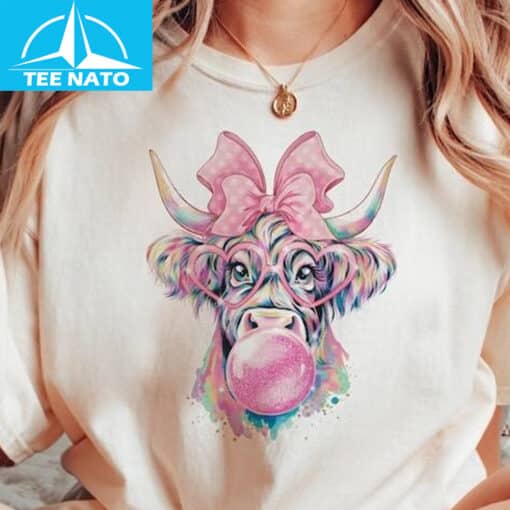 Coquette Highland Cow Bubblegum Shirt - Image 3