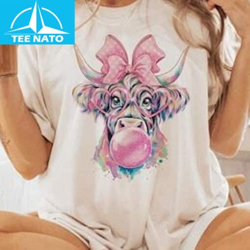Coquette Highland Cow Bubblegum Shirt - Image 4