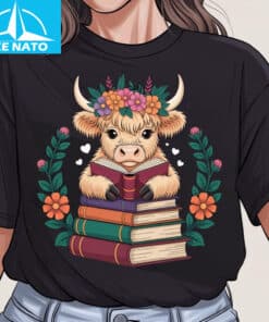 Cute Baby Highland Cow Reading Book Bookworm Shirt3 1