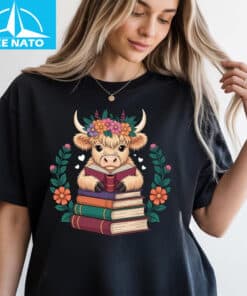 Cute Baby Highland Cow Reading Book Bookworm Shirt8 1
