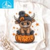Cute Highland Cow Pumpkin Halloween Stars Shirt2