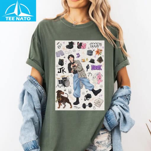 Cute Jungkook BTS Doodle Collage Shirt - Image 4