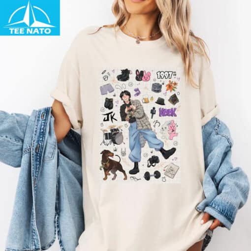 Cute Jungkook BTS Doodle Collage Shirt - Image 3