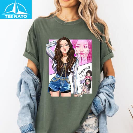 Cute Kpop Jisoo Comic Style Shirt - Image 4