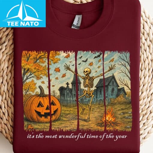 Dancing Skeleton Pumpkin Shirt - Image 3