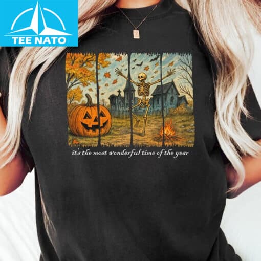 Dancing Skeleton Pumpkin Shirt - Image 4