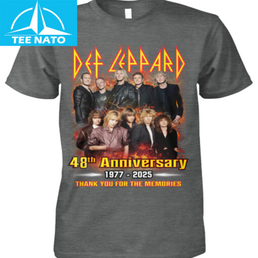 Def Leppard 48th Anniversary 1977-2025 Thank You For The Memories Band Shirt - Image 2