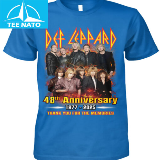 Def Leppard 48th Anniversary 1977-2025 Thank You For The Memories Band Shirt - Image 4