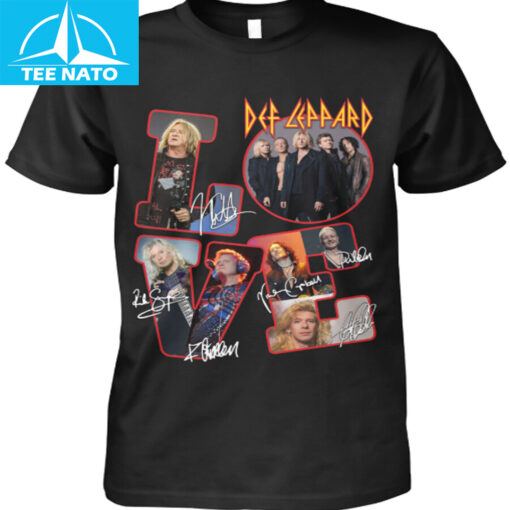 Def Leppard Love Band Photo Signatures Shirt