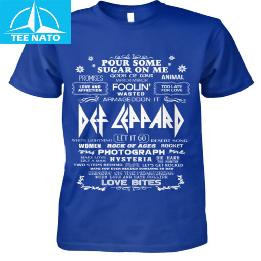 Def Leppard Pour Some Sugar On Me Song Titles Graphic Shirt - Image 3