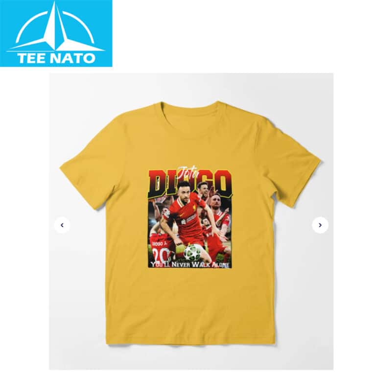 Close up on Diogo Jota You'll Never Walk Alone Shirt