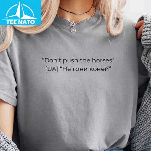 Don't Push The Horses Fighter Inspired Gym Shirt - Image 3