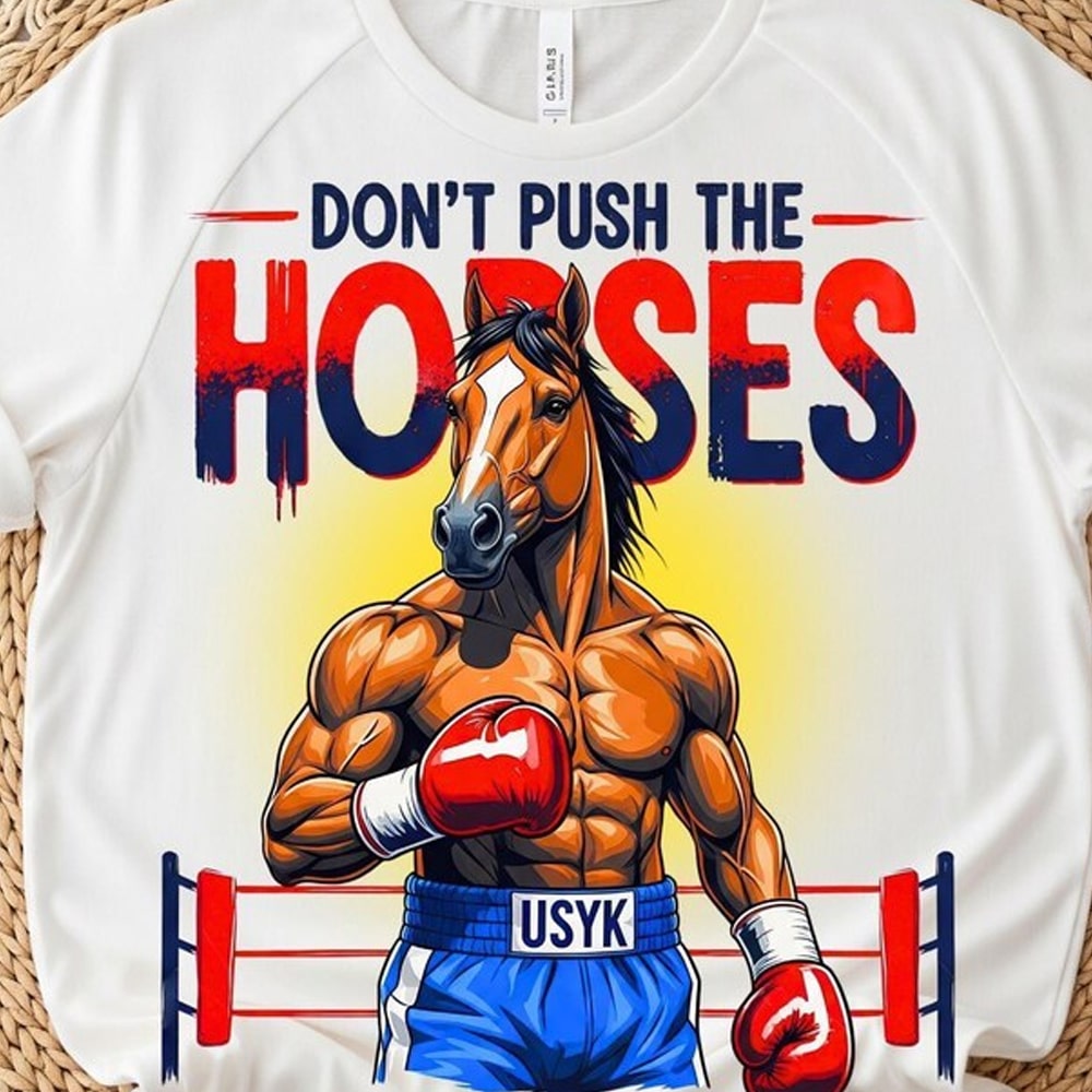 Back view of the Muscular Boxing Horse Shirt