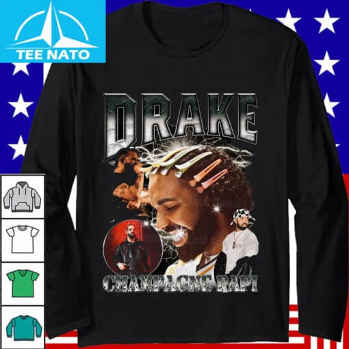 Drake Champagne Papi Vintage Style Rapper Collage Shirt - Image 4