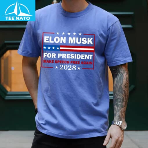 Elon Musk for President Make Speech Free Again 2028 Shirt - Image 3