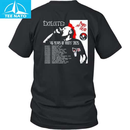 Exploited Punks Not Dead 46 Years Of Riots 2025 Tour Dates Shirt - Image 3