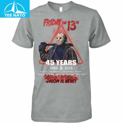 Friday The 13th 45 Years 1980-2025 Jason Is Here Shirt - Image 4